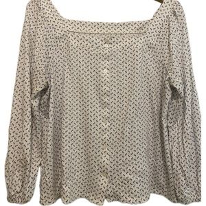 Square neck button-down top
